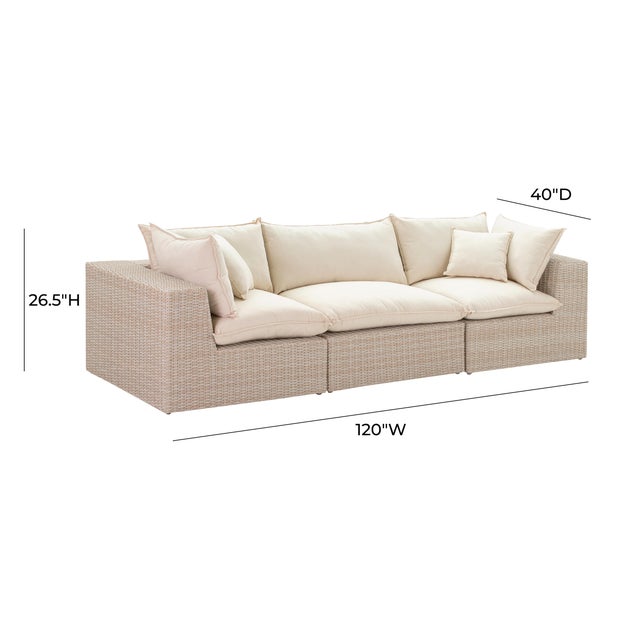 Cali Natural Wicker Outdoor Modular Sofa For Sale - Image 9 of 9