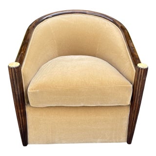 J. Robert Scott Art Deco Mohair Barrel Club Chair For Sale
