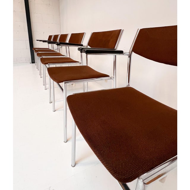 Rust Brown Stackable Chairs by Gijs Van Der Sluis, 1970s, Set of 6 For Sale - Image 4 of 18