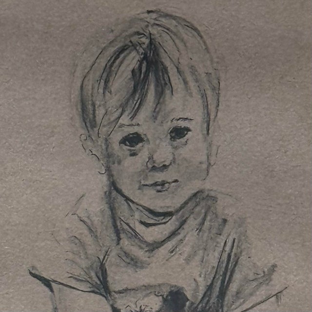 Albert Hadley 1970s Mid-Century c.w. Guest Limited Edition Child Portrait Lithograph in Deep Gallery Frame With Linen Liner For Sale - Image 4 of 10