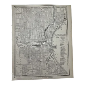 Antique 1920s Milwaukee Wisconsin City Map