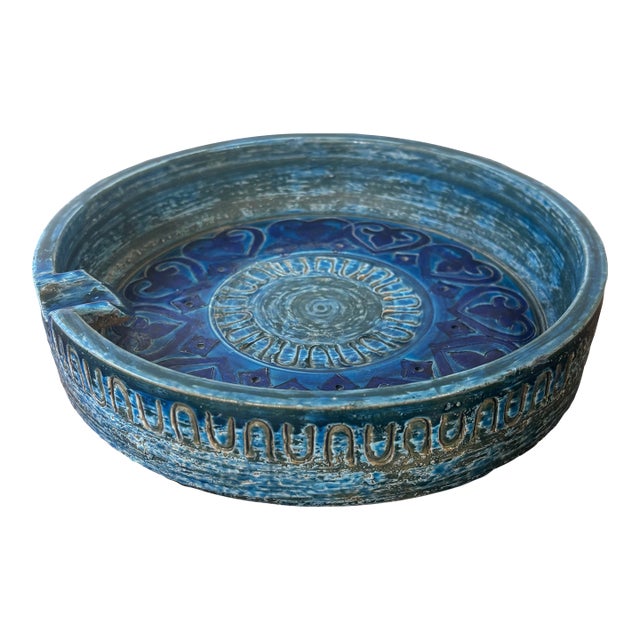 Vintage Bitossi Aldo Londi Rimini Blue Ceramic Ashtray, Italy 1960s For Sale