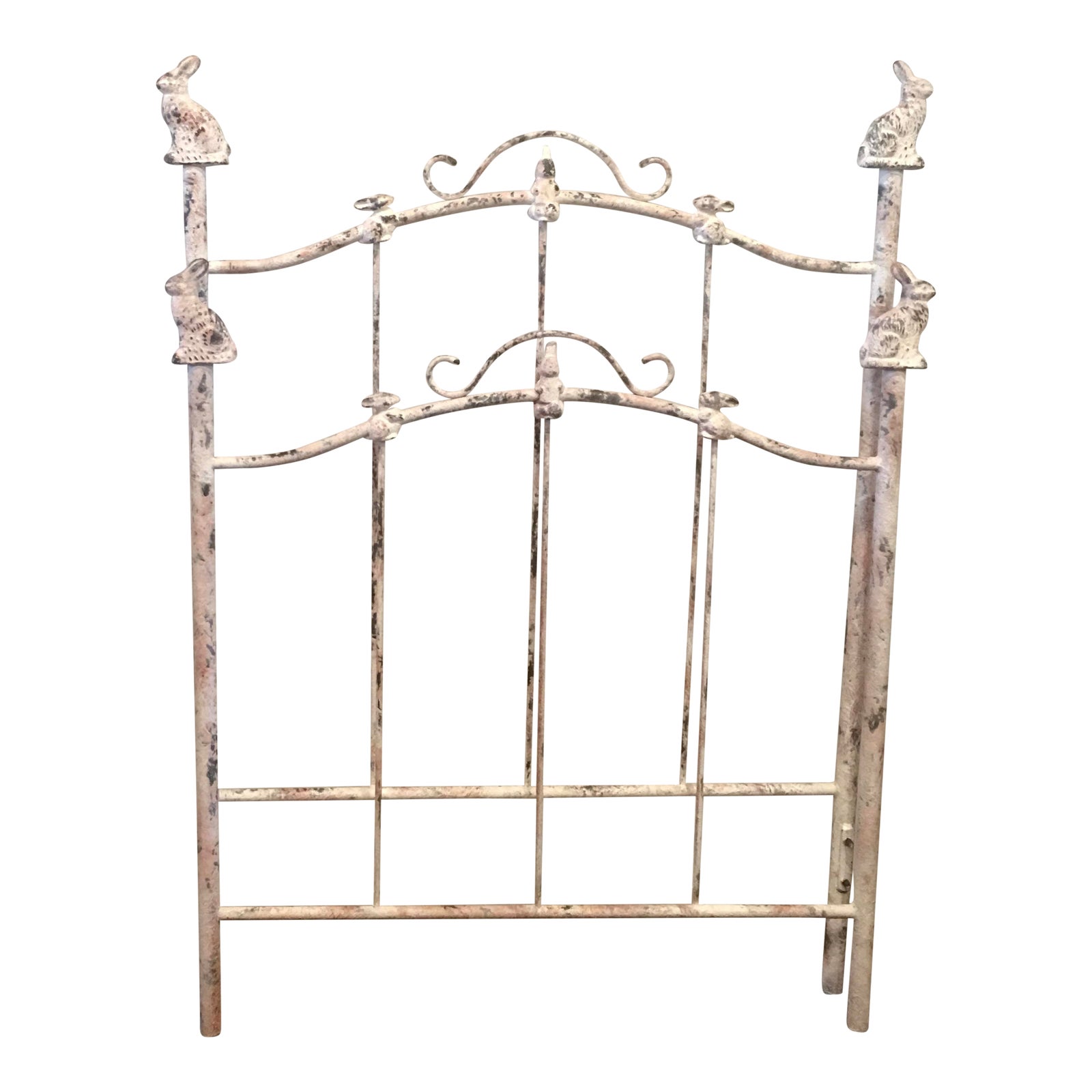 Corsican Antique White Wrought Iron Twin Bunny Bed Headboard Chairish
