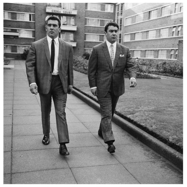 At Home With The Krays Twin brothers and organised crime bosses Ronnie and Reggie Kray in Cedra Court, off Cazenove Road...