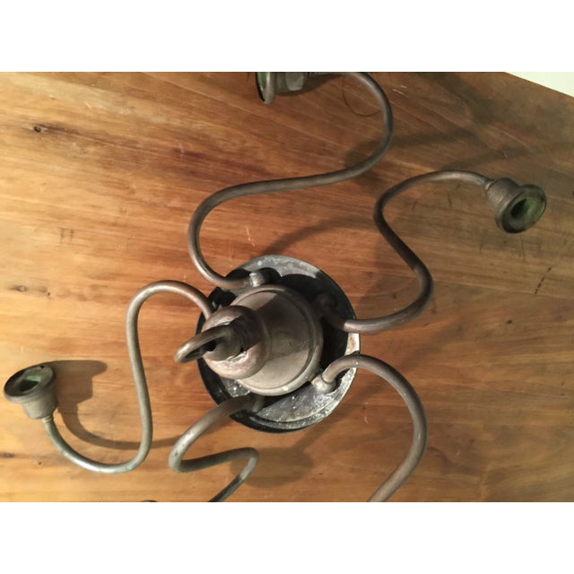 Copper Antique Colonial Candle Chandelier For Sale - Image 8 of 12