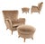 Brazilian Modern Armchair and Ottoman in Hardwood and Taupe Chenille by Carlo Hauner, Brazil, 1950s — Lot 353 For Sale