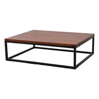 Ralph Lauren Industrial Wood Top Coffee Table For Sale
