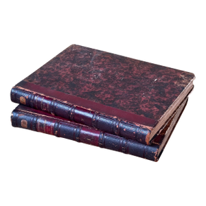 Large Antique French Architecture Books Verdier Cattois Red Leather Spine
