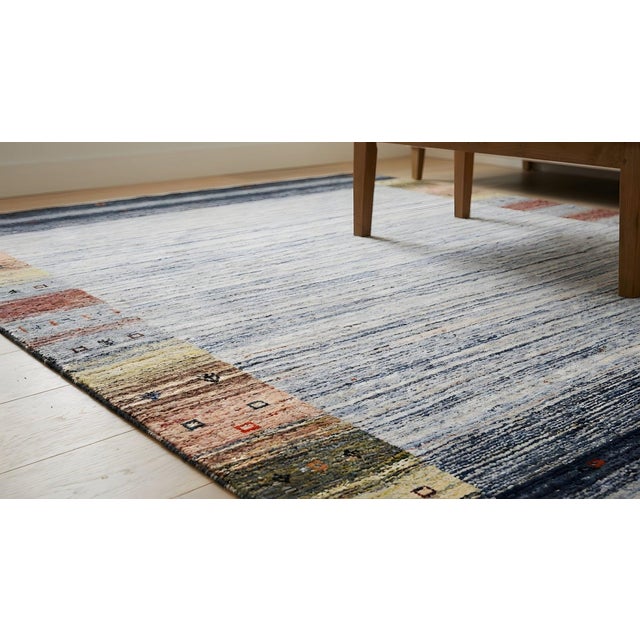 8x10 Gray Hand-Knotted Wool Framed Horizon Lines Modernist Carpet Rug For Sale - Image 13 of 13