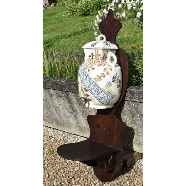 French Art Nouveau Ceramic Terre de Fer Wall Fountain from Longchamp, 1890s For Sale - Image 3 of 18
