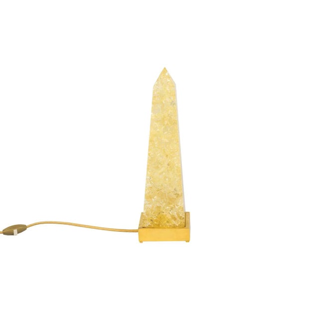 Gold Obelisk Table Lamp in Fractal Resin by Pierre Giraudon, 1970s For Sale - Image 8 of 8