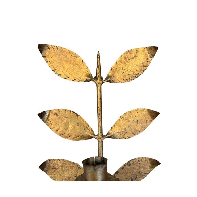 Hans Kögl Vintage Gilt Tole Espalier / Espaliered Tree / Leaf Sconce / Candle Holder, Manner of Hans Kogl For Sale - Image 4 of 6