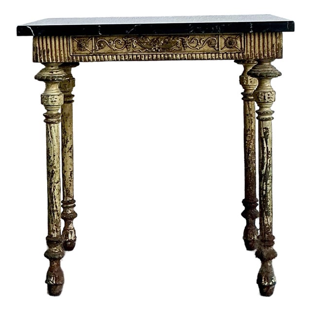 Vintage Distressed Wrought Iron Side Table For Sale