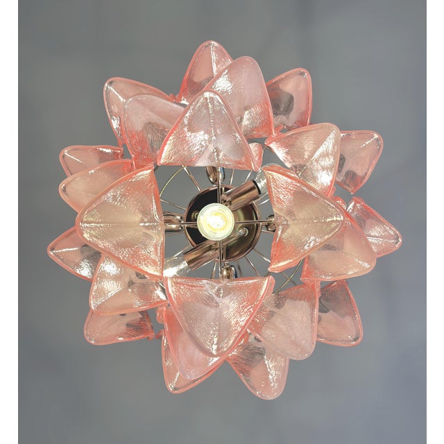 Italian Vintage Pink Murano Glass Lattimo Rondini Chandelier, 1990s For Sale - Image 10 of 17