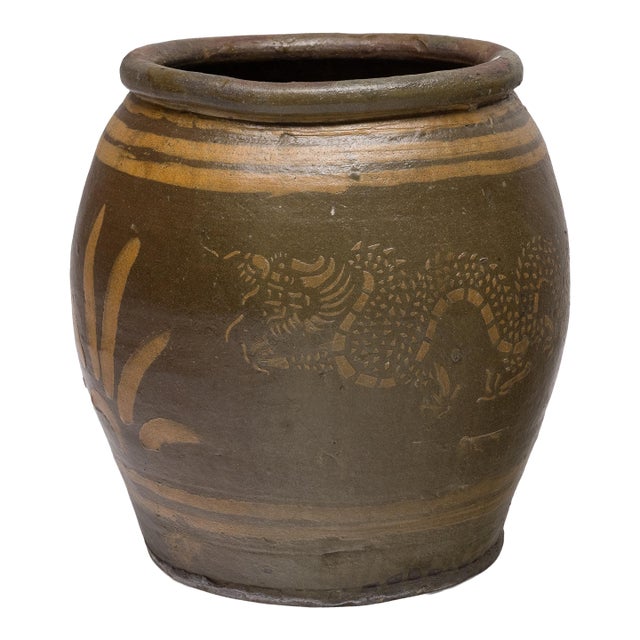 Chinese Twin Dragon Pot, C. 1920 For Sale
