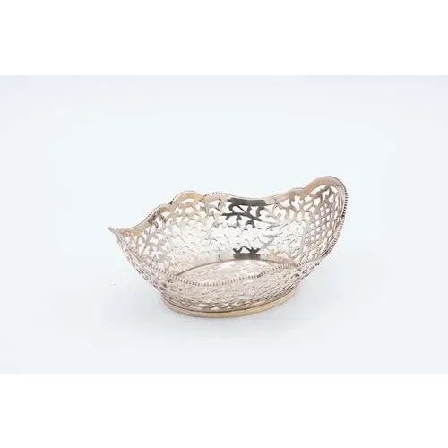 Silver Ring Bowl with Grid Cutout For Sale - Image 4 of 4