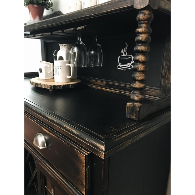 Black Distressed Bistro Coffee Bar Hutch Chairish