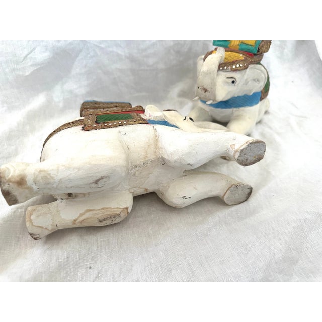 Wood Pair of Wood Carved Elephants For Sale - Image 7 of 7