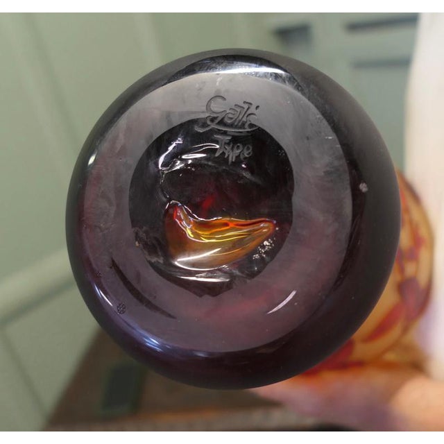 Vintage French Cameo Glass Vase after Emile Gallé, 1980 For Sale - Image 6 of 8