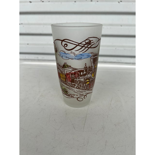 1950s 1950’s Currier and Ives Frosted Glassware Tumbler With Train For Sale - Image 5 of 6