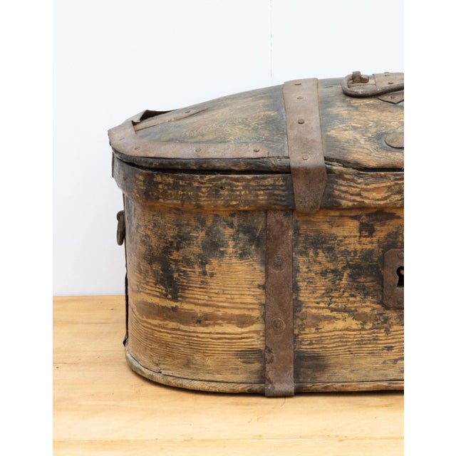 Wood Early 19th Century Swedish Pine Box, Locking Trunk For Sale - Image 7 of 10