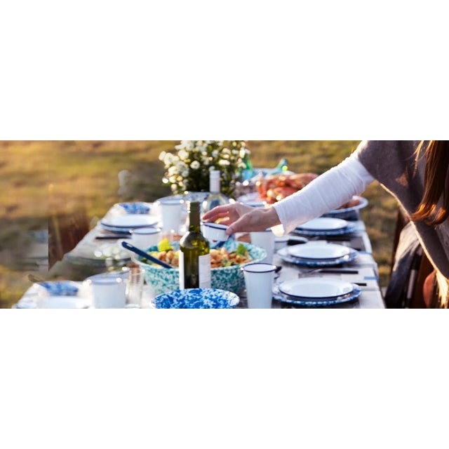 Not Yet Made - Made To Order Crow Canyon Home Splatterware, 8" Flat Salad Plates in Turquoise & White - Set of 4 For Sale - Image 5 of 6