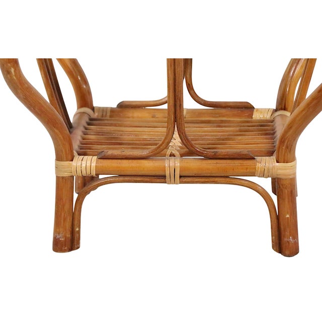 Paul Frankl Pr. Mid Century Bamboo and Glass End Side Tables After Frankl For Sale - Image 4 of 12