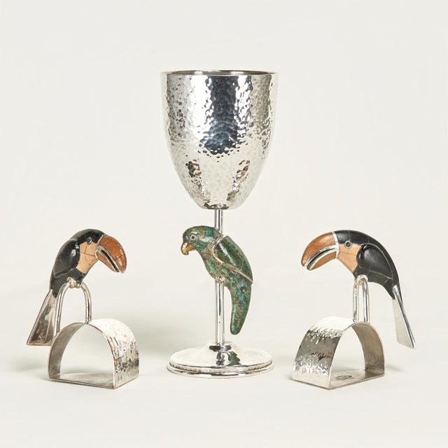 Set of Twelve Vintage Silver Plate Napkin Rings With Toucans by Emilia Castillo For Sale - Image 12 of 12