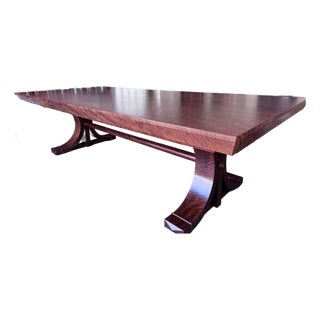 Custom Solid Wood Contiguous Exotic Veneers Dining Table For Sale
