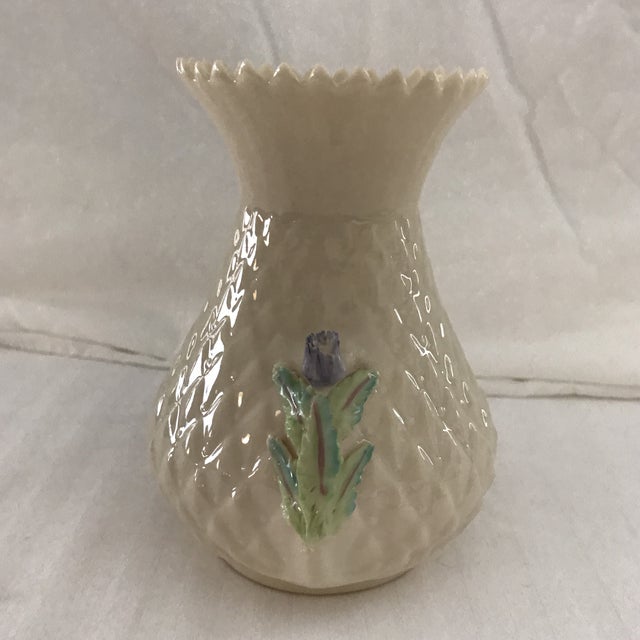 Belleek Blue Thistle Tulip Vase Chairish