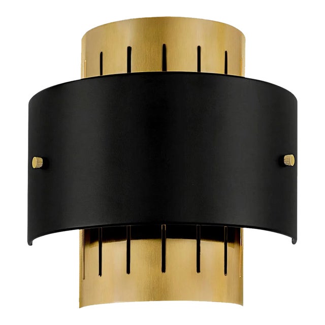 Brushed Brass With Satin Black Modern Wall Light For Sale