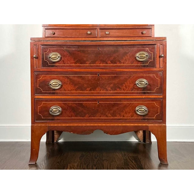Antique Federal Secretary Desk With Bookcase For Sale - Image 12 of 18