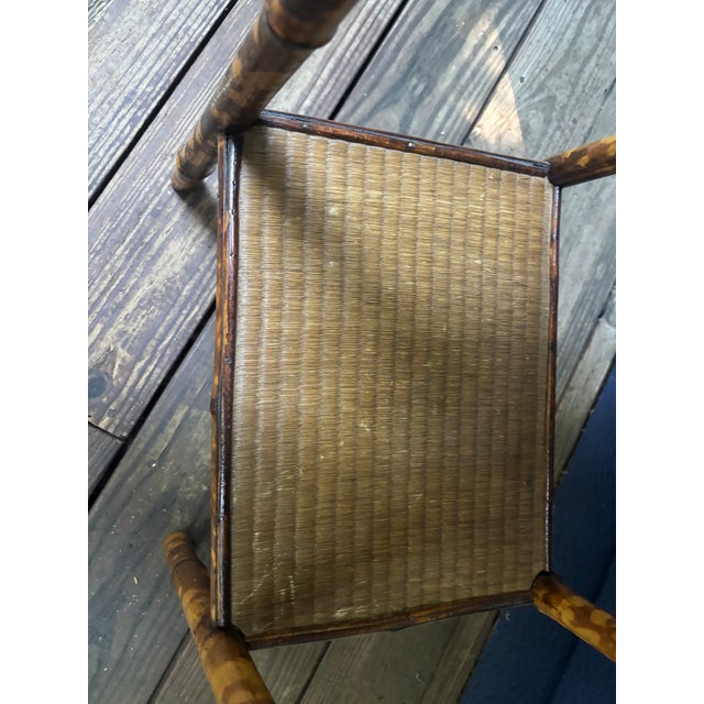 English Burnt Bamboo Two-Tier Side Table, 19th Century For Sale - Image 3 of 12