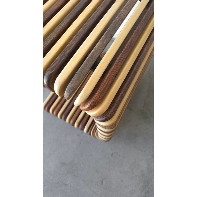 Brown Slatted Palmwood Luxor Side Table by Pacific Green For Sale - Image 8 of 9