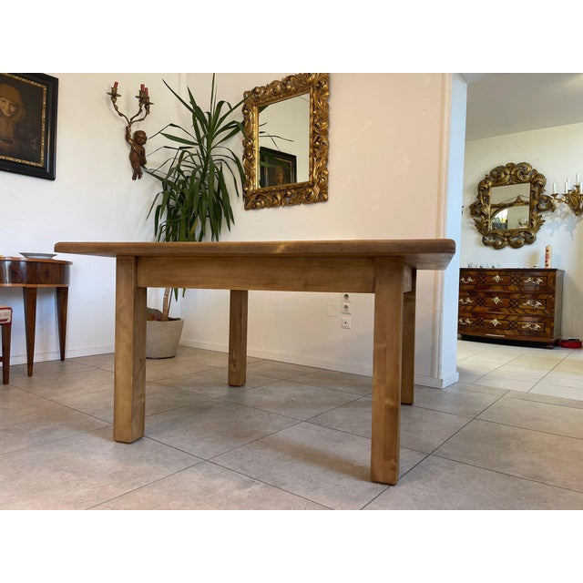 Brown Solid Wood Farmhouse Table For Sale - Image 8 of 9