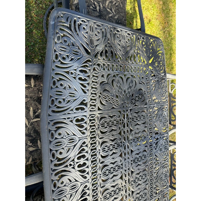 American Hanamint Patio Table & 8 Chairs with Umbrella Stand For Sale - Image 3 of 12