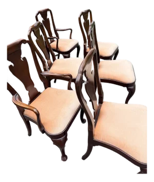 1920s Set of 6 Baker Furniture Historic Charleston Queen Anne Mahogany Dining Chairs