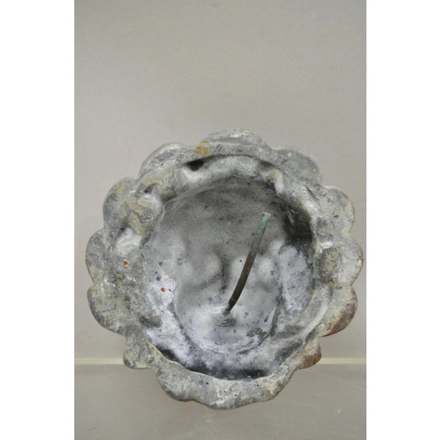 Red Antique French Neoclassical Small Lead Cherub Head Garden Wall Fountain For Sale - Image 8 of 10