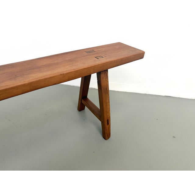 Vintage Walnut Bench, 1950s For Sale - Image 9 of 18