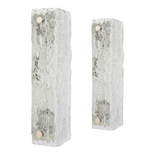 Large German Murano Ice Glass Vanity Sconces by Kaiser, 1970s For Sale