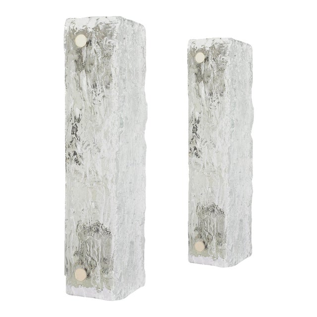 Large German Murano Ice Glass Vanity Sconces by Kaiser, 1970s For Sale