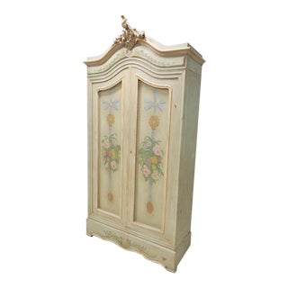 French Carved & Paint Decorated Armoire For Sale