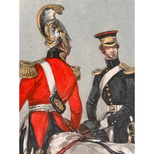 Pair Antique Military Hand-Colored Engravings, Framed For Sale - Image 9 of 18