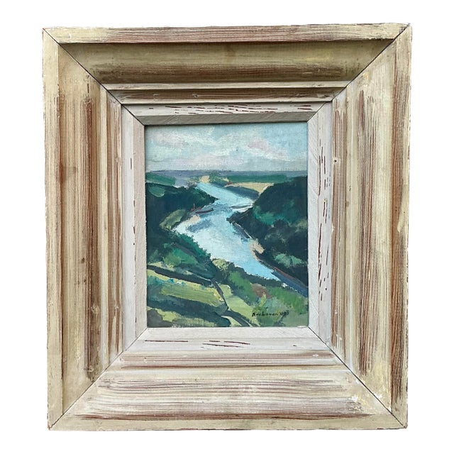 Vintage 1949 Original Landscape Oil on Board For Sale