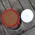 Mid 20th Century Mid Century Modern Ice Bucket Red Faux Patent Leather and White Plastic With Daisy Knob For Sale - Image 9 of 13