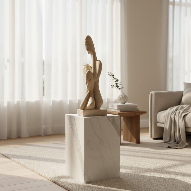 Vintage Modernist Large White Plaster Three Women Sculpture For Sale - Image 10 of 10