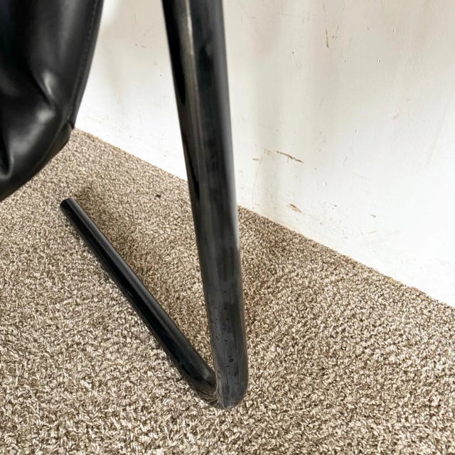 1970s Black Vinyl on Black Metal Zermatt Tubular Sling Chairs Vecta For Sale - Image 9 of 10