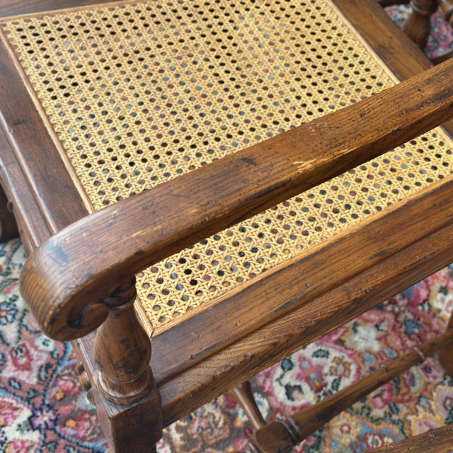 Brown Henredon French Country Oak Dining Chairs With Caned Seats and Spindle Backs - Set 6 For Sale - Image 8 of 12