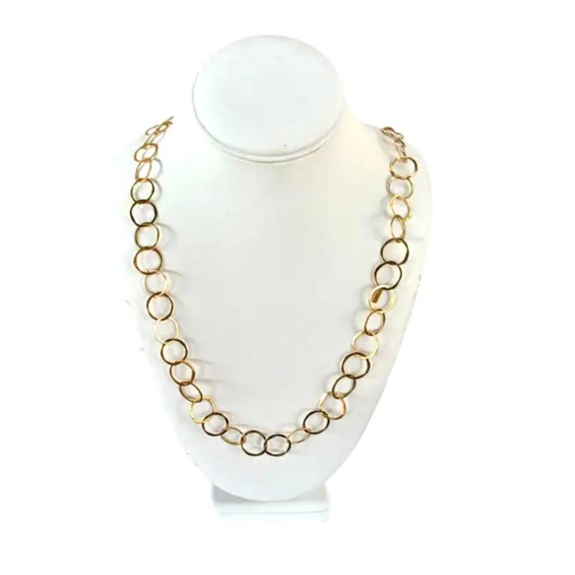 Vintage 14 Yellow Gold Open Circle Link Necklace. Necklace is composed of open circular links to create a fluid silhouette...