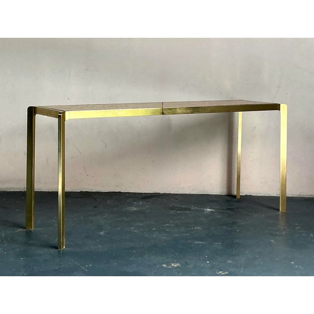 Vintage Boho Brass and Burl Console Table For Sale - Image 4 of 6